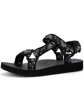 Women's Black Sun Sandals Round Toe Yoga Mat Insole Outdoor Water Shoes
